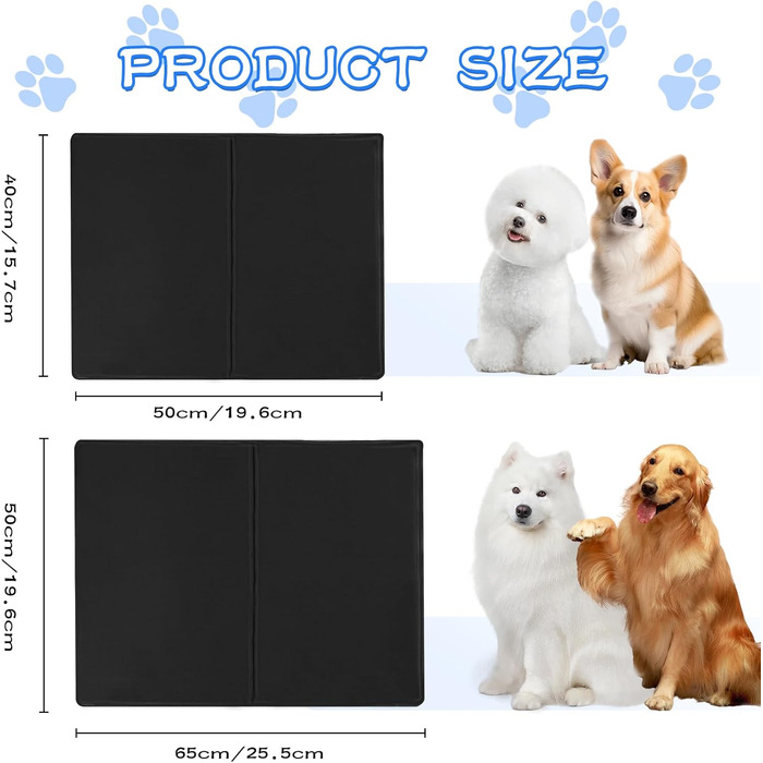 Килимок охолоджуючий для собак та котів, самоохолоджуючий, 65x50 см, чорний