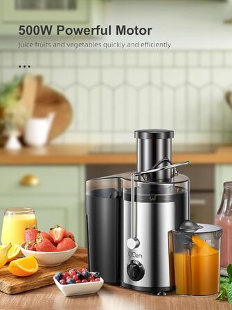 Електричний соковитискач Sliver 500W з нержавіючої сталі, BPA-free, для фруктів та овочів