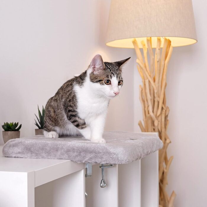 Lionto Cat Bed for Windowsill - Cat Lounger for Windowsill - Cat Bed for Windows 35x50 cm, light grey