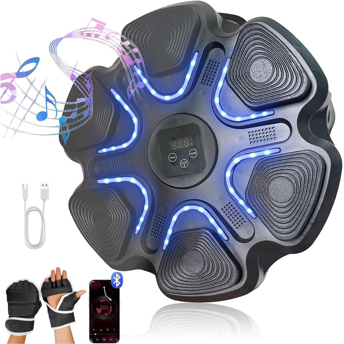 YeahBoom Музична Bluetooth Боксерська Машина, Електронна Боксерська Машина, Розумна Боксерська Машина, Обладнання для Боксерських Тренувань, Настінна Боксерська Машина (M)
