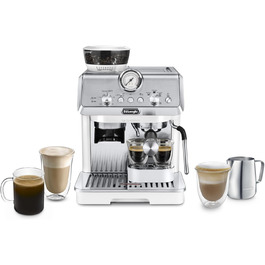 De'Longhi La Specialista Arte EC9155.W Portafilter Espresso Machine, Espresso Machine with Grinder, 8 Grind Settings, 15 Bar, 3 Temperatures, Milk Frothing Wand, 1300 W, 1.5 l Tank, White, including Barista Kit. No Cold Brew Function. Espresso Machine White