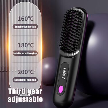 Портативний випрямляч для волосся Go Brush Pro з іонізацією, USB, 3 режими, LED-дисплей, MCH кераміка, чорний