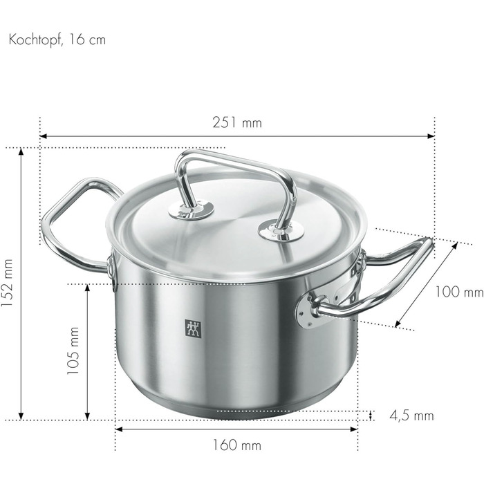 ZWILLING Twin Classic Saucepan with Lid, 6 L, Induction-compatible, Stainless Steel (16 cm)