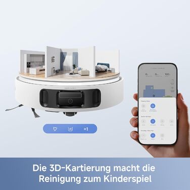 Робот-пилосос Mova E40 Ultra з функцією миття, автоматичним очищенням та потужністю 19000 Па, MaxiReach-моп, бічні щітки, вбудований резервуар 80 мл, станція самоочищення на 75 днів