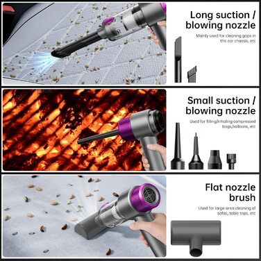 Ручний бездротовий пилосос QQLIKE з акумулятором 15000Pa, HEPA-фільтр, для авто, кухні, видалення шерсті тварин, фіолетовий
