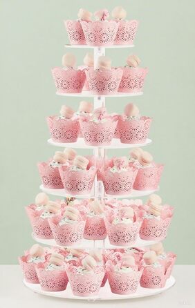 Підставка для тістечок Fhmidic 6-ярусна, прозора акрилова етажерка, 6-рівнева підставка для капкейків, десертів, тортів, для вечірок, днів народжень, дитячих свят, baby shower, кругла - 6-ярусна