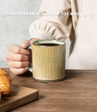 Набір посуду з каменю GBhome на 6 осіб, 18 предметів, ручна робота, реактивна глазур, мікрохвильова та посудомийна безпека, глибокий зелений колір (Desret Salbei), включає чашки (6 шт.)