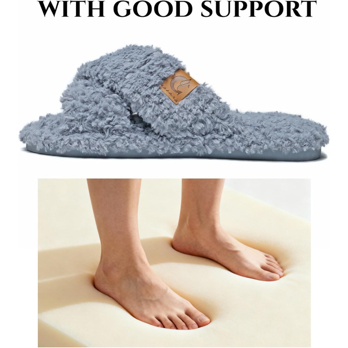 Жіночі плюшеві домашні тапочки SMajong, зимові, теплі, м'які, з антиковзким покриттям, сірі, 38/39 EU