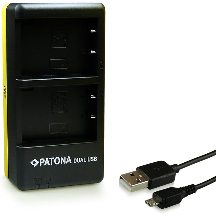 Зарядний пристрій Patona USB Dual для акумуляторів Olympus BLS-5/BLS-50/BLS-1 (OM-D E-M10 II-IV, Pen E-PL2-E-PL9, E-P3, PM1/PM2, Stylus 1, E-450) - одночасний заряд 2-х акумуляторів