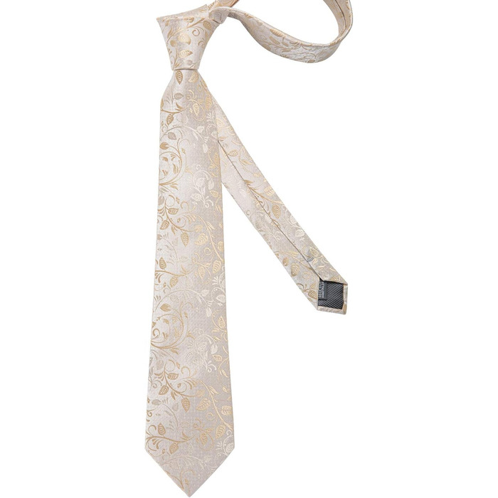 Набір краваток чоловічий DiBanGu з візерунком пає, краватка, кишеньковий хустинка, краваткові застібки, для весілля та ділових зустрічей, бежевий