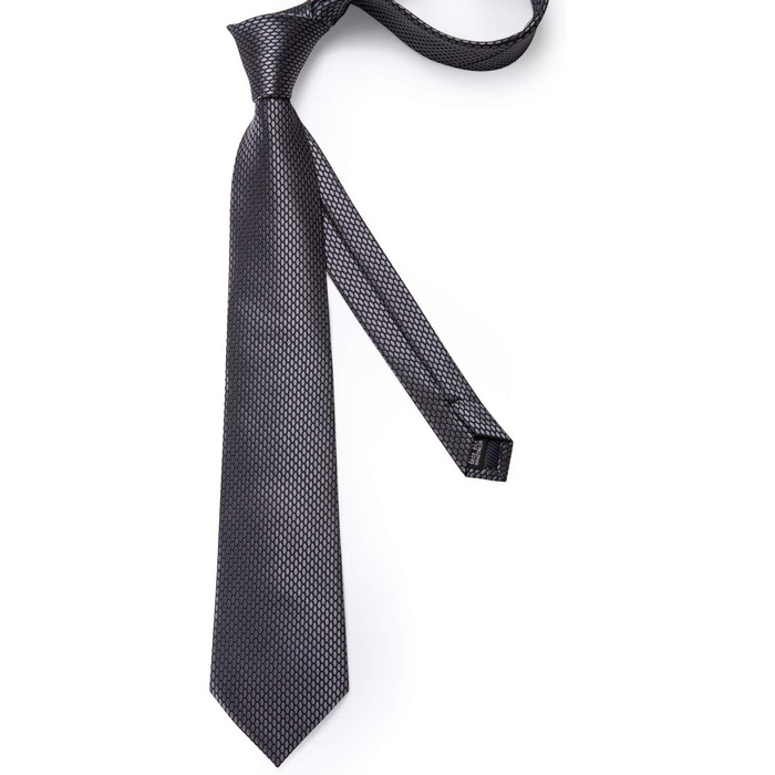 Чоловіча краватка DiBanGu в клітку з шовку, комплект з нагрудною хусткою, запонками та затискачем для краватки в подарунковій коробці для весілля та бізнесу, димчасто-сірий