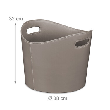 Relaxdays Gray Wooden Basket with Faux Leather