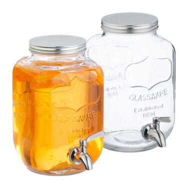 Relaxdays Drink Dispenser, 4 Liter, 2-Piece Set