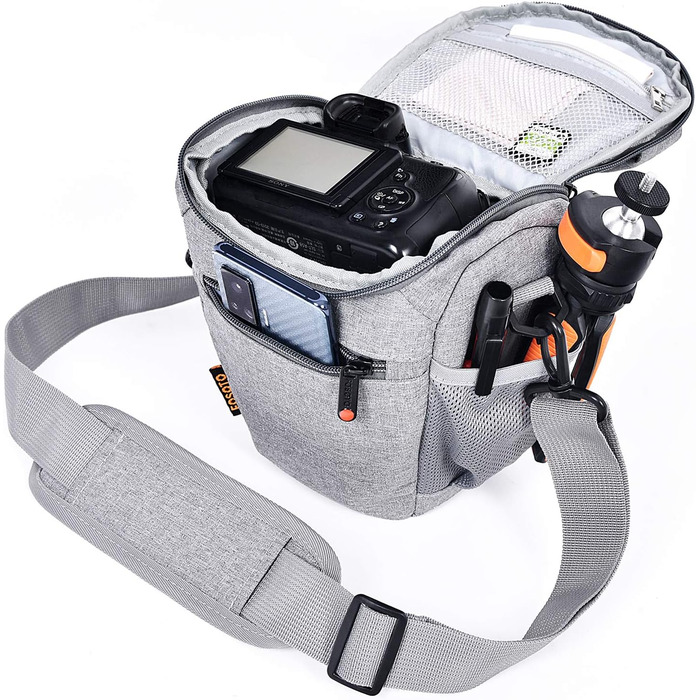 Водонепроникна сумка для камери FOSOTO з дощовиком: DSLR/SLR, Canon, Sony, Nikon, Fujifilm, сіра