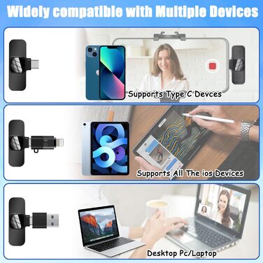 Бездротовий петличний мікрофон для iPhone, iPad, Android, PC, Laptop - для відеозйомки, стрімінгу, TikTok, YouTube
