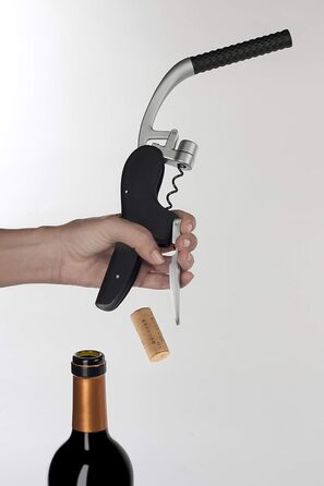 Arcos Wine Opener - Black & Gray Ergonomic Corkscrew with ABS & Zinc Alloy Handle