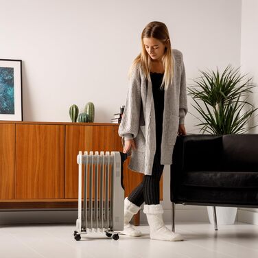 Олійний радіатор Taurus Dakar 7 елементів, 1500W, з термостатом, захист від перегріву, сірий