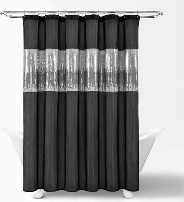 Шторка для душу Lush Decor Night Sky, 183 x 183 см, сірий та білий колір