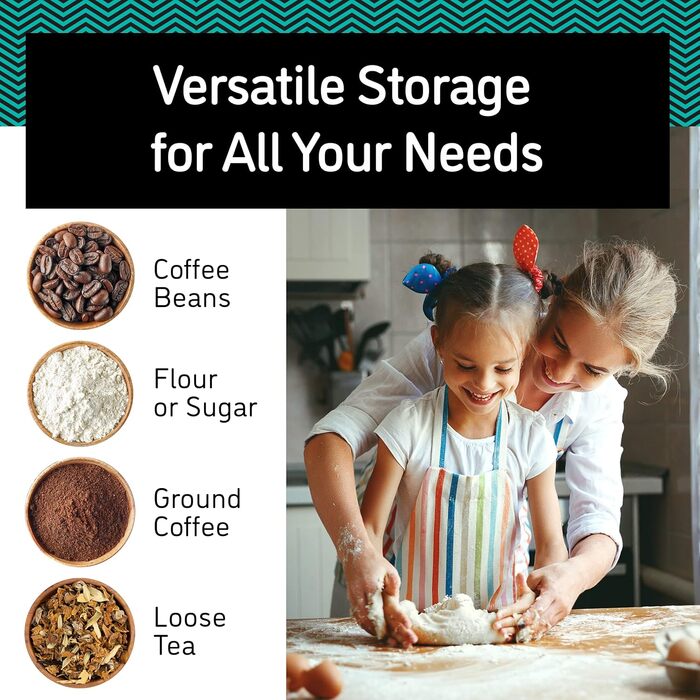 Контейнер для кави Coffee Gator з нержавіючої сталі, герметичний, з датчиком дати та CO2-вентилем, мірна ложка, для кавових зерен, кавової гущі, горіхів, чаю, цукру, борошна, сріблястий