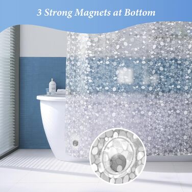 Шторка для душу LEMON CLOUD з антигрибковим покриттям та магнітною нижньою вантажівкою, 183x200 см, водонепроникна, антибактеріальна, PEVA, для душу та ванни, 12 білих кільця, 3D-візерунок (камінь), розмір 120x200 см (упаковка 1 шт.)