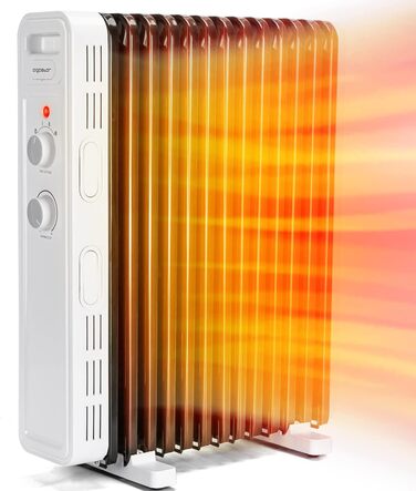 Електричний масляний радіатор Aigostar 2500W з термостатом, 13 ребер, 30м², 3 режими, захист від перекидання та перегріву