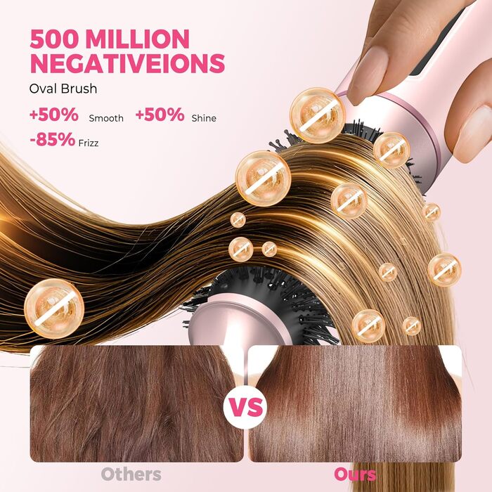 Мультистайлер для волосся 6 в 1 MogaWave Pro Air Styler 1000W: фен, автоматичний стайлер для завивки, вирівнювач та об'ємна щітка (Рожевий)