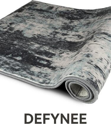 Килимок-доріжка 60 x 180 см, неслизький, з коротким ворсом, для кухні, миється, складається, абстрактний дизайн, синьо-чорний колір, підходить для входу, кухні, вітальні та офісу