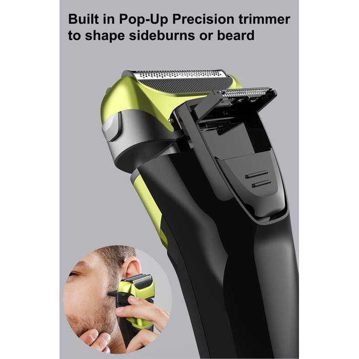 Електричний чоловічий бритва та тример з 3 гнучкими лезами, акумуляторний, бездротовий, з чохлом для подорожей, для мокрого та сухого гоління, час роботи 100 хв, подарунок для чоловіка, колір: смарагдово-зелений