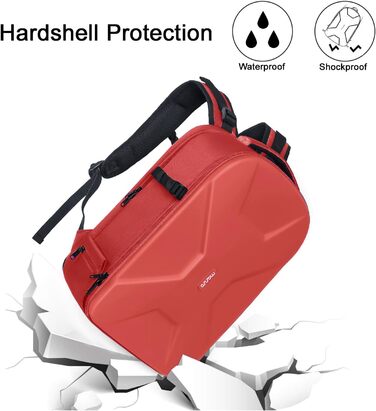 MOSISO Рюкзак для камери, DSLR/SLR/беззеркальна фототехніка, 15-16 дюймів, водонепроникний, з відділенням для штатива та ноутбука, сумісний з Canon/Nikon/Sony (Червоний)