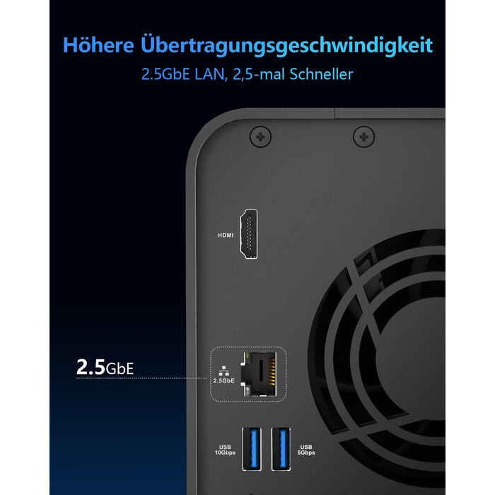 TERRAMASTER F2-425: 2-Bay NAS з Intel x86 Quad-Core CPU, 4 GB RAM, 2.5 GbE LAN - Мережевий сховище для дому (без жорсткого диску)