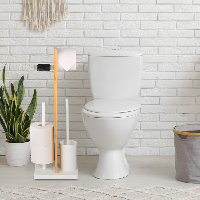 Relaxdays Bamboo & Iron Toilet Set with Storage