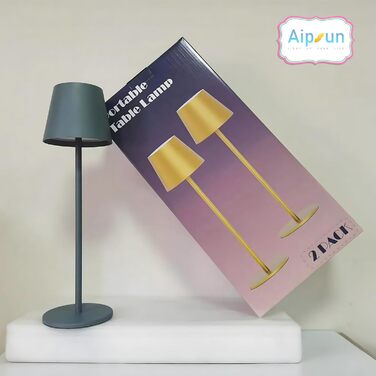 Aipsun LED настільна лампа на акумуляторі бежевого кольору з акумулятором 6000mAh, регульована яскравість (2700K-6000K), з алюмінію, вологостійка IP54, для ресторану, спальні, бару, кемпінгу, 2 шт.