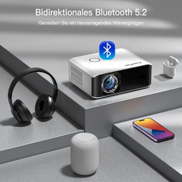 Проектор Smart Beamer 4K з автофокусом TOF 28000L, WiFi6, Bluetooth, обертання 210°, для кінотеатру вдома та на вулиці, сумісний з Netflix, PC, мобільним телефоном