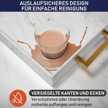 Acrylic Serving Tray with Golden Handles, 40.6 x 30.5 x 5.1 cm Decorative Tray for Table, Food, Drinks Serving Platter for Countertop, Kitchen, Bathroom, Party, Serving Tray (Marble)