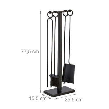 Relaxdays 5-Piece Fireplace Set in Black