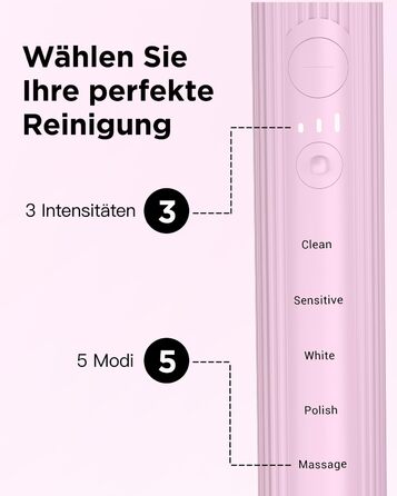 Електрична звукова зубна щітка для дорослих та дітей, 5 режимів чищення, 3 рівні інтенсивності, таймер, 8 насадок, чохол для подорожей, чорний (1 шт.)