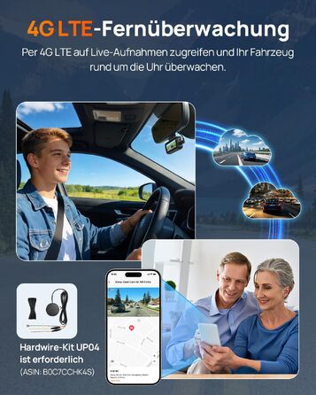 Автомобільний відеореєстратор 70mai A810 Lite 4K з Wi-Fi 6, передня та задня камери, чорний (Carbon Black)