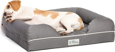 Крісло-лежанка для собак та котів PetFusion Ultimate Memory Foam, сірий колір, 64 x 51 x 14 см