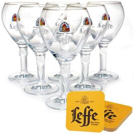 Набір келихів для пива Franziskaner Leffe 0.33л (6 шт) + підставки - Оригінальні келихи Leffe для пива, для бару та колекції, 330мл, для мийки посуду