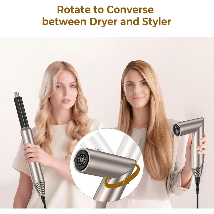 Airstyler 5 в 1: Фен-щітка, плойка для локонів, випрямляч волосся, чорний (Platin-gold)