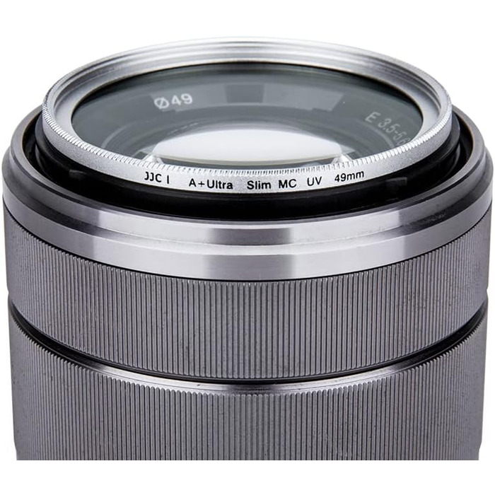 Фільтр JJC UV 49mm, ультратонкий, багатошарове покриття, захист від УФ-випромінювання, для об'єктивів Canon Sony DSLR з різьбою 49mm (Срібний)