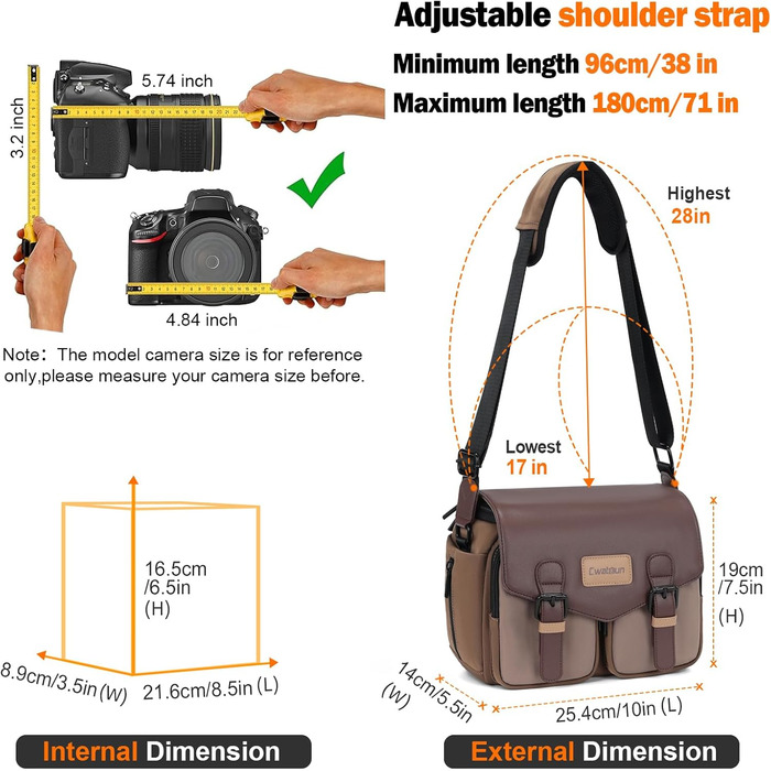 Компактна камера Cwatcun з водонепроникним корпусом та штативом, для фотографії DLR/LR/piegelloe, об'єктив (коричневий)