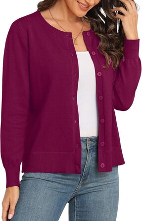 Жакет PrinStory Daen з тонкої в'язки, кардиган з круглою горловиною, пуловер на ґудзиках, класичний в'язаний одяг, комплект (M, бордовий)