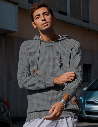 Пуловер чоловічий Tarainya, теплий светр з капюшоном, трикотажний, довгий рукав, колір сірий (C), розмір XL