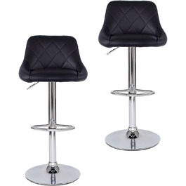 Dibea 2-Piece Swivel Bar Stool Set - Adjustable Height, 130kg Capacity, Black