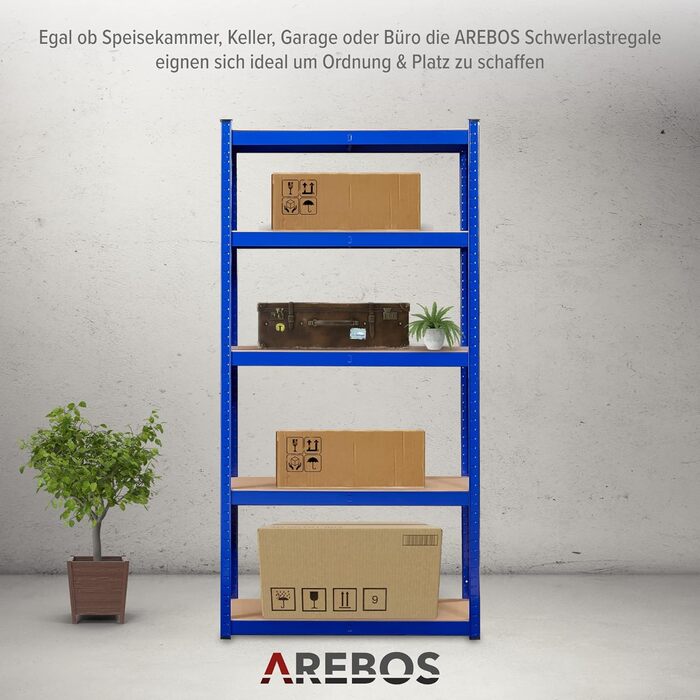 Arebos Heavy-Duty 2-Tier Shelf - 180x90x40cm - 875kg Capacity