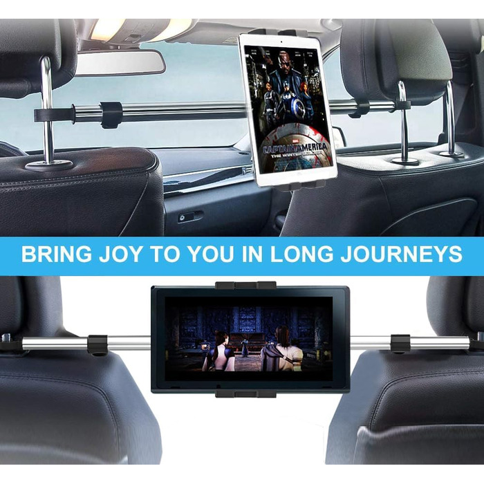 Утримувач для планшета в авто Oilcan, кріплення на підголівник, телескопічний та поворотний. Підходить для Switch, Lenovo, Fire, Galaxy, iPad Pro Air Mini 4-12.9', телефонів та планшетів (срібний)