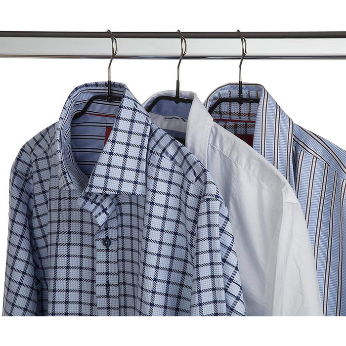 MAWA Clothes Hangers, Set of 10 Space-Saving and Non-Slip Hangers, Ideal for Shirts and Blouses, with 360° Swivel Hook, Non-Slip Coating, 45 cm, Black