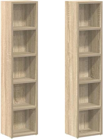 vidaXL CD-стелаж для 160 дисків, настінний, дуб Сонома, 2 шт., 21x16x93,5 см, МДФ, для офісу та дому