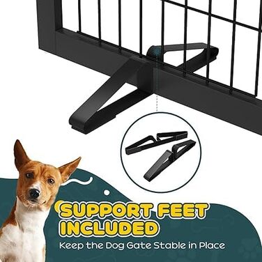 Бамбукове воріт для собак Semiocthome - 3 секції, 61 см, для дому, складане, для сходищ, білий